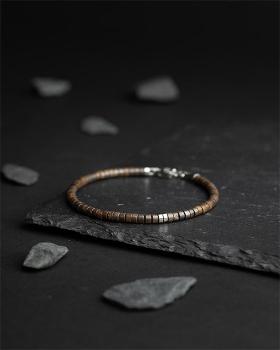 Preview: 2 mm Armband mit Bronzitsteinen und Titanelement - Sphera Brown